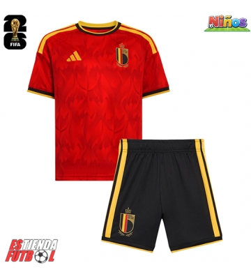 Bélgica Primera Equipación Niños Mundial 2026 Manga Corta (+ Pantalones cortos)